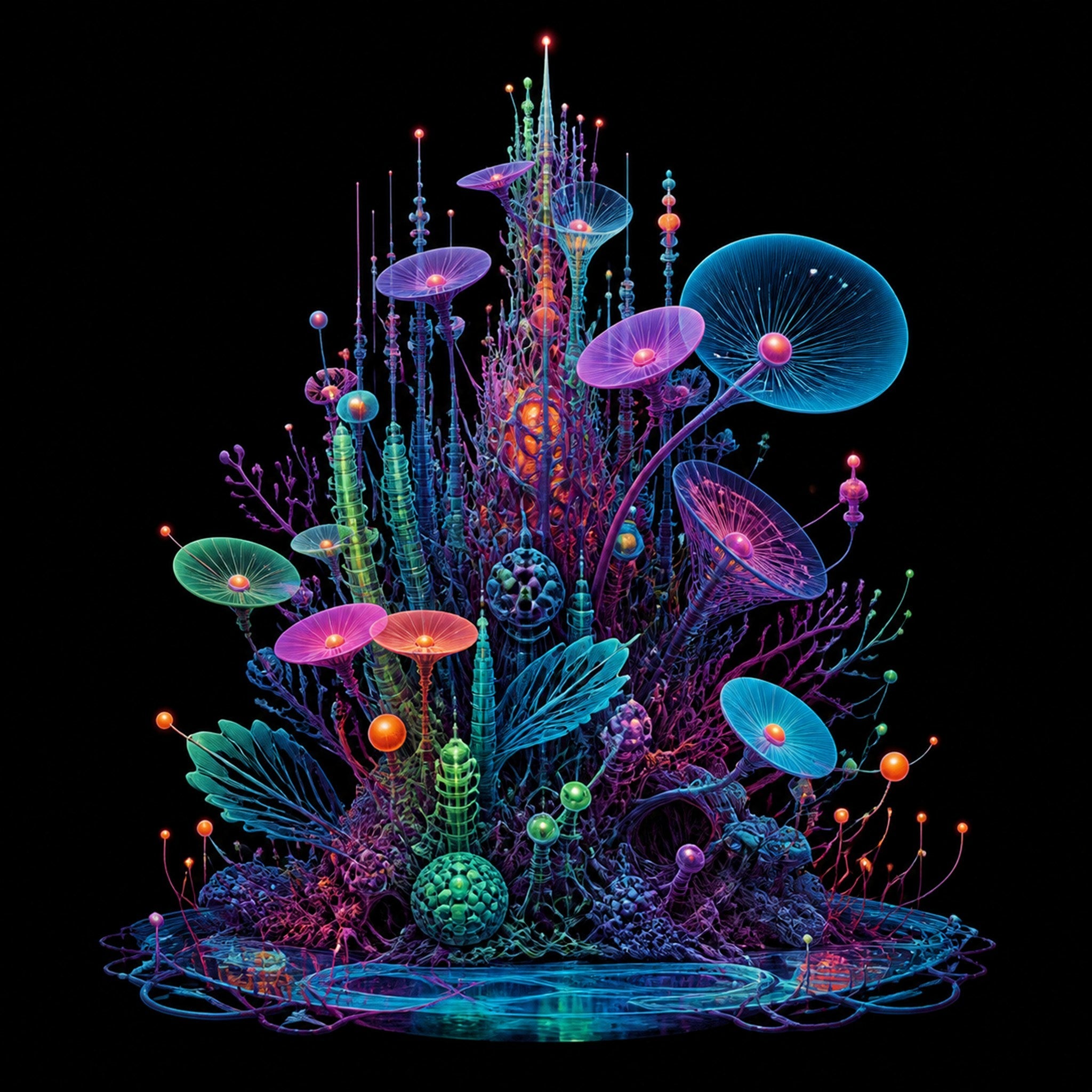 Original KOSVYRE alien botanical systems piece titled Antenna Reef, prepared as an art print