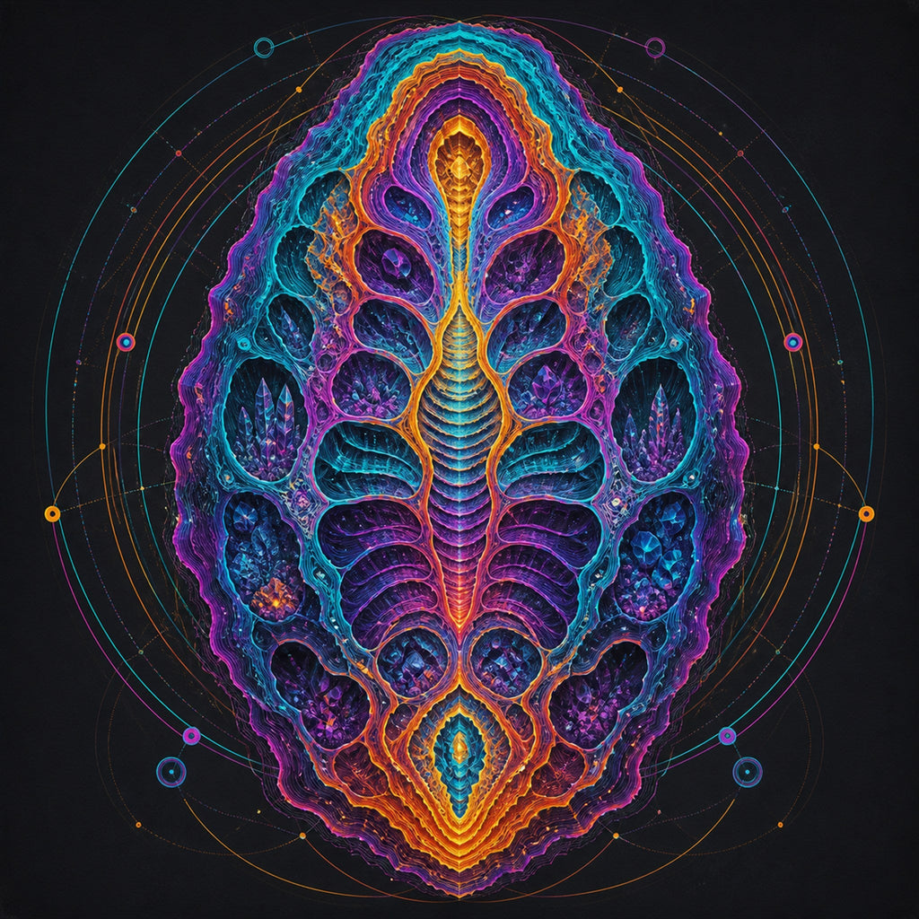 Original KOSVYRE cosmic cartography piece titled Thermochrome Fossil Atlas, prepared as an art print
