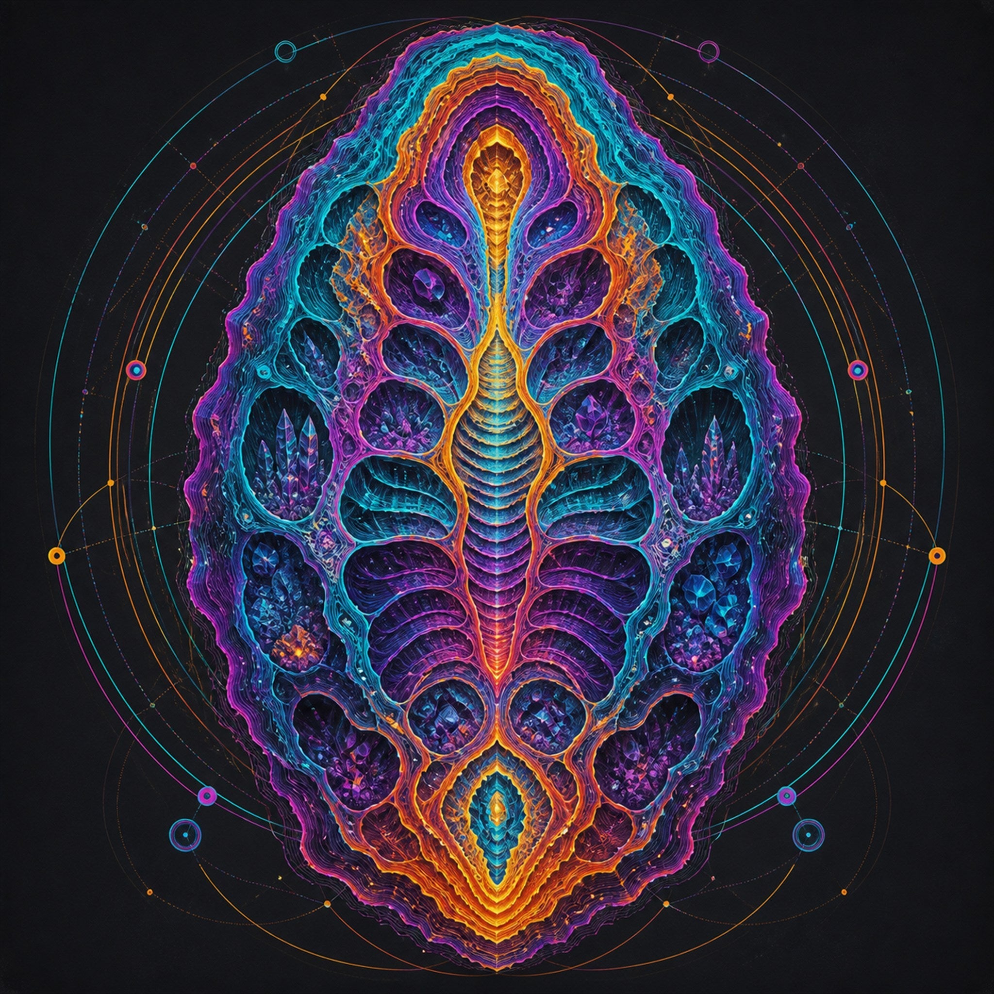 Original KOSVYRE cosmic cartography piece titled Thermochrome Fossil Atlas, prepared as an art print
