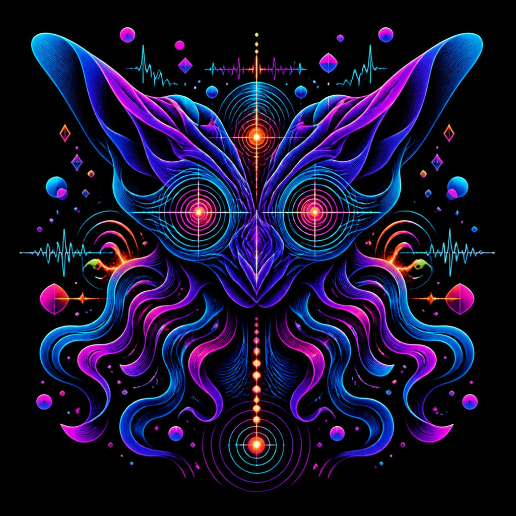 Original KOSVYRE blacklight creatures piece titled Velvet Signal Animal, prepared as an art print