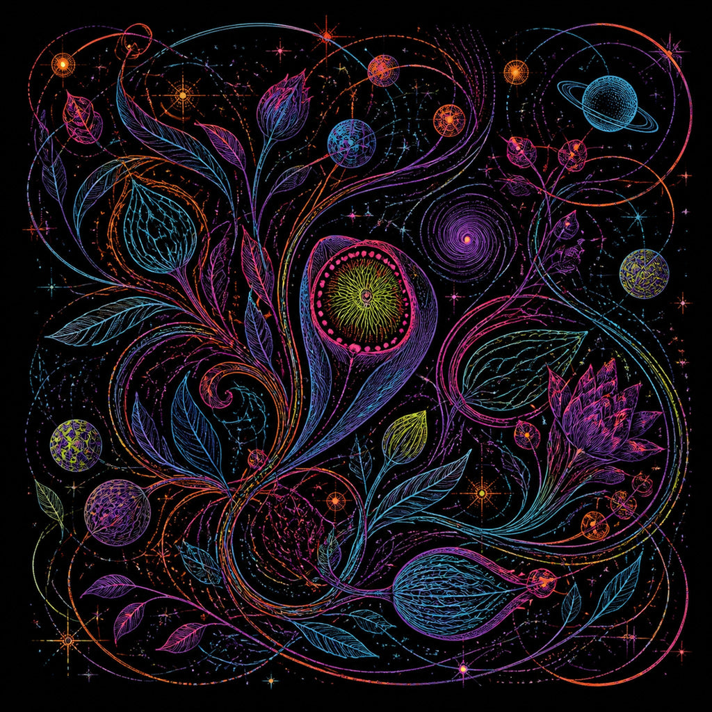 Original KOSVYRE astral ink piece titled Astral Ink Tangle, prepared as an art print
