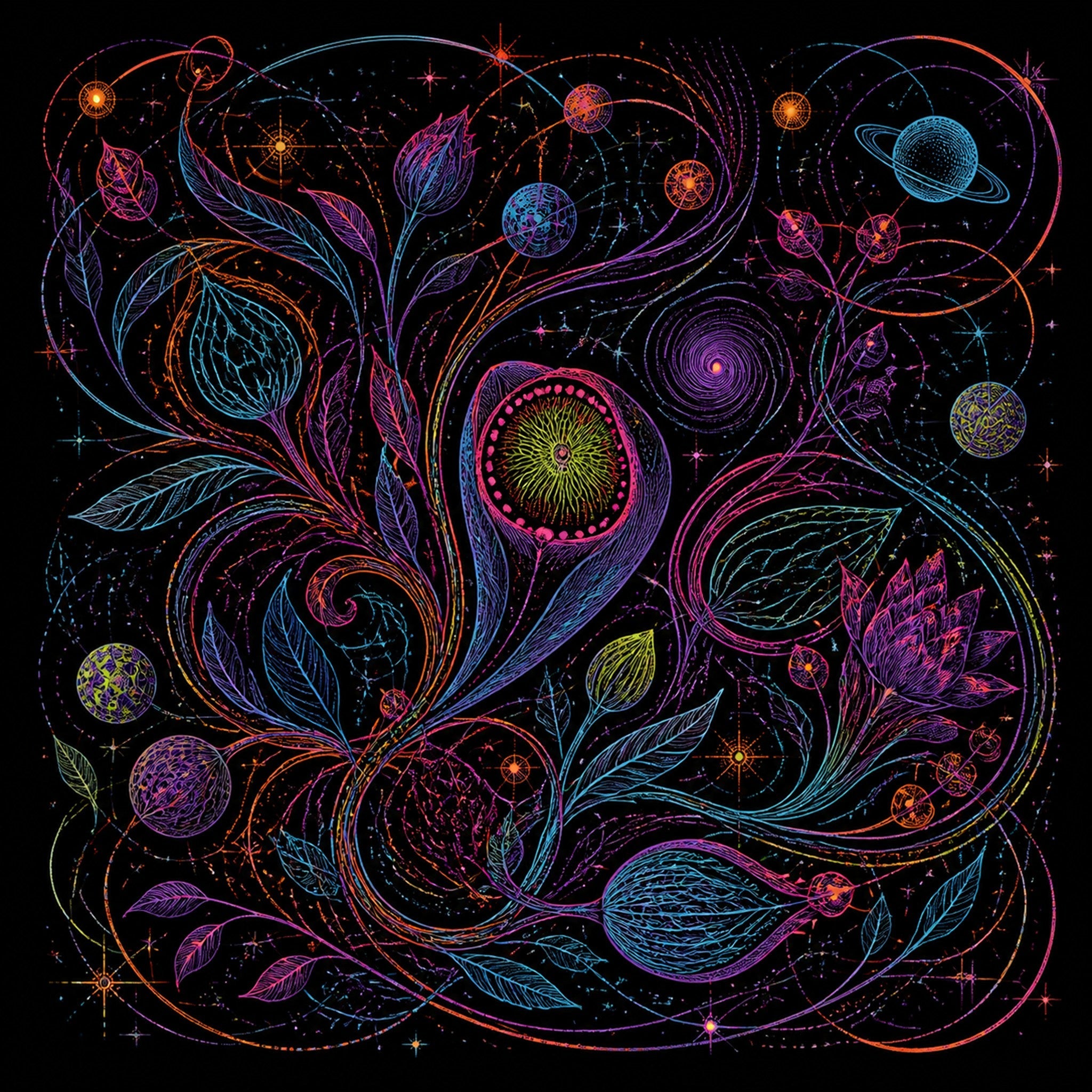 Original KOSVYRE astral ink piece titled Astral Ink Tangle, prepared as an art print