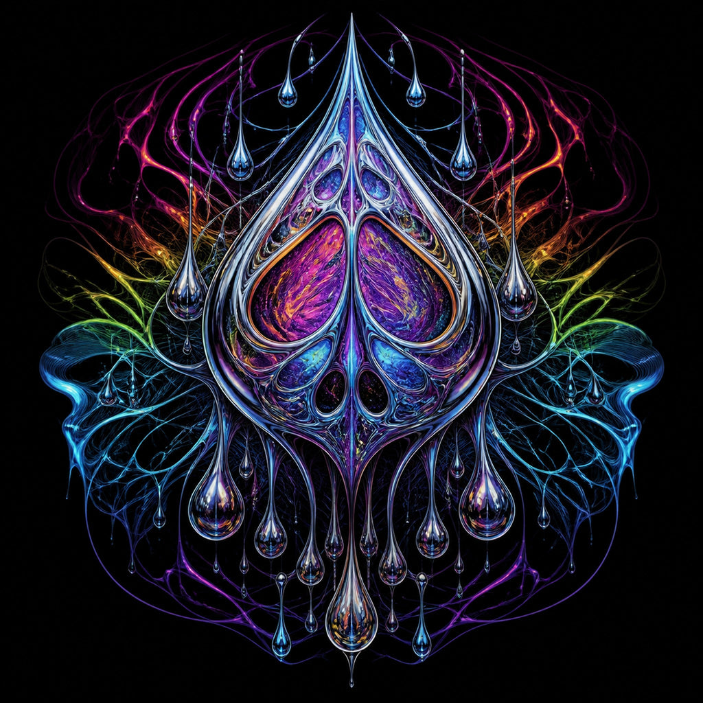 Original KOSVYRE chrome anatomy piece titled Chrome Anatomy of Rain, prepared as an art print