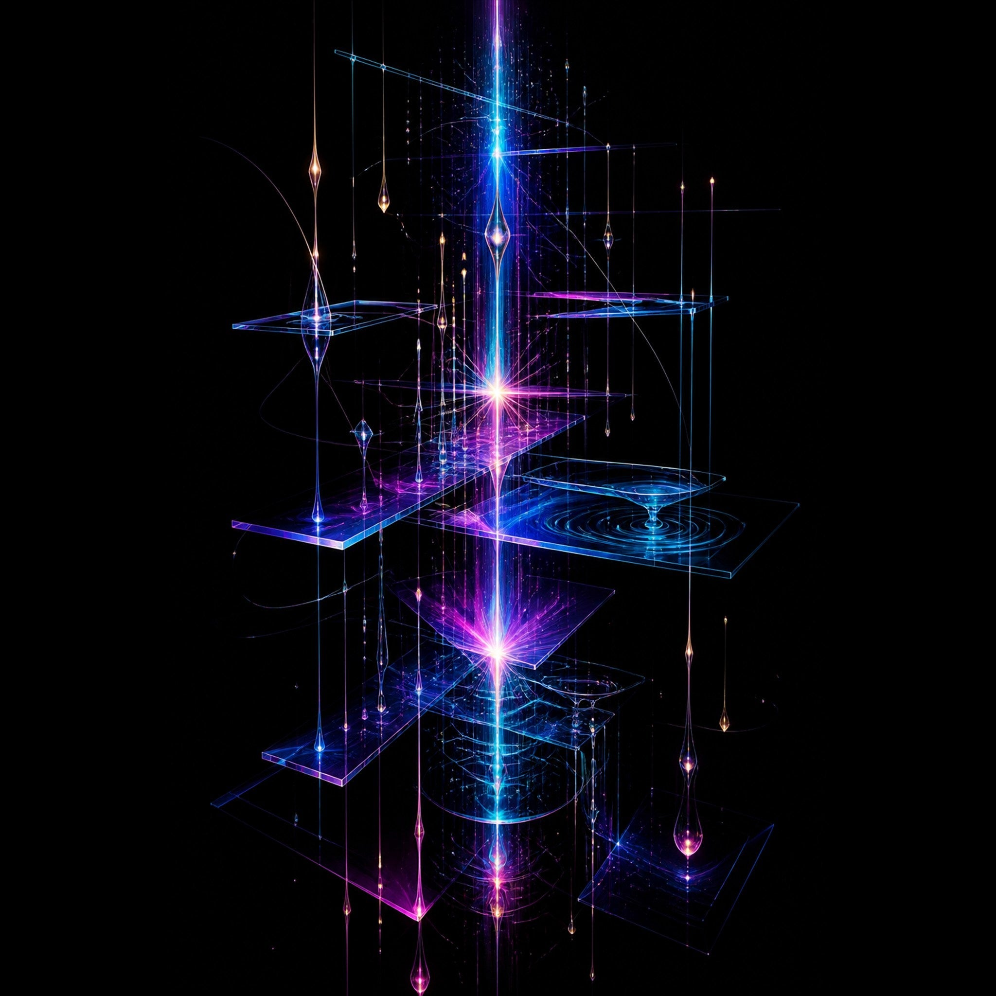 Original KOSVYRE cosmic cartography piece titled Glass Meridian Relay, prepared as an art print
