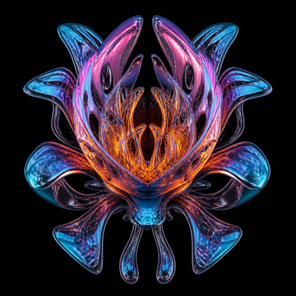 Original KOSVYRE chrome anatomy piece titled Mirror Cartilage Bloom, prepared as an art print