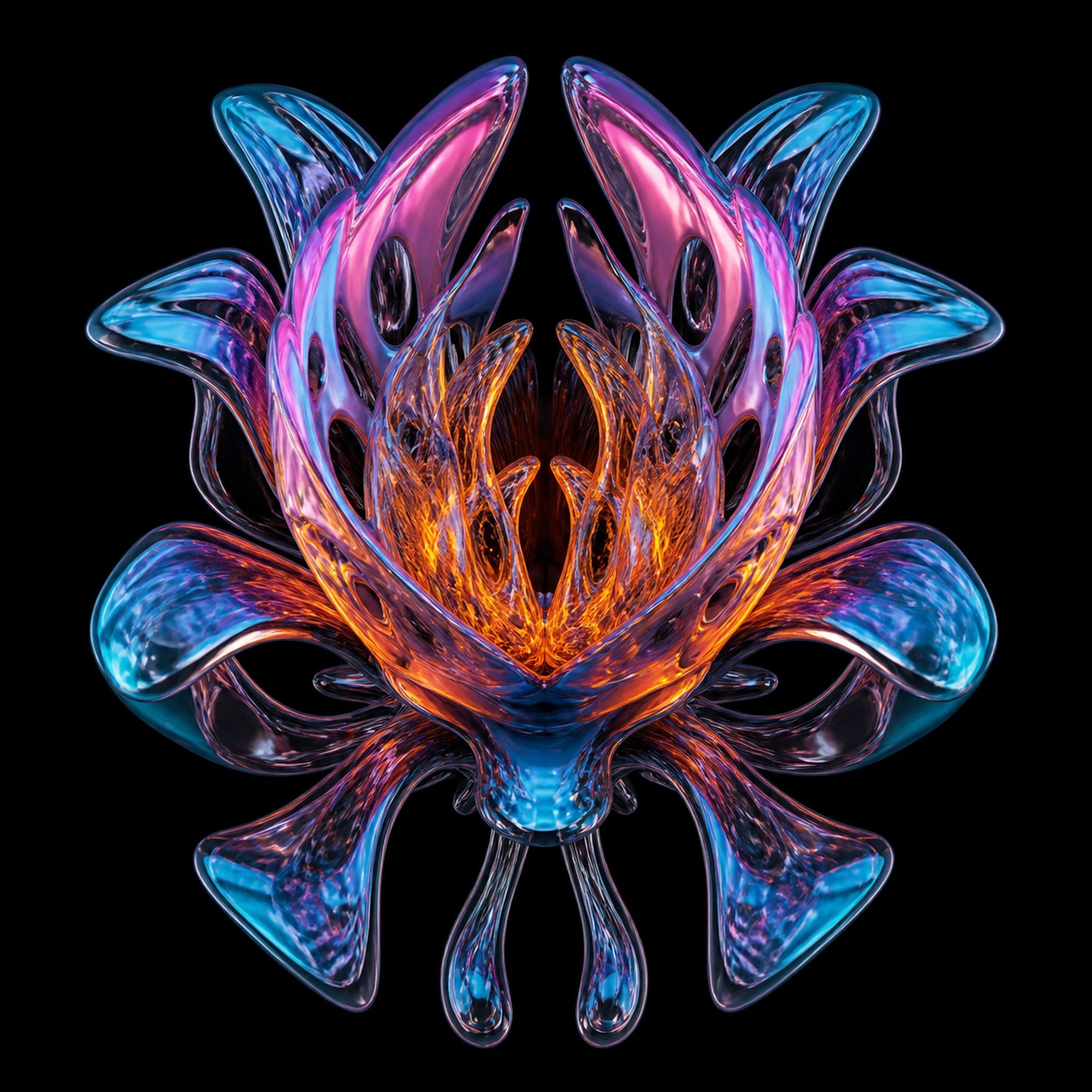 Original KOSVYRE chrome anatomy piece titled Mirror Cartilage Bloom, prepared as an art print