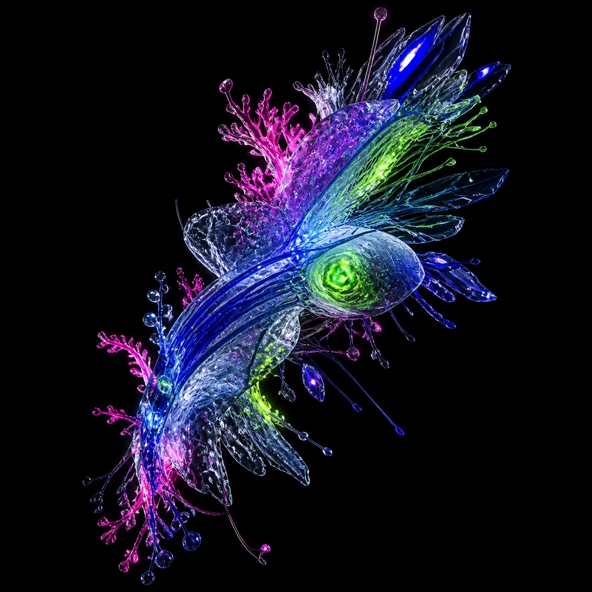 Original KOSVYRE crystalline organisms piece titled Crystal Organism Relay, prepared as an art print
