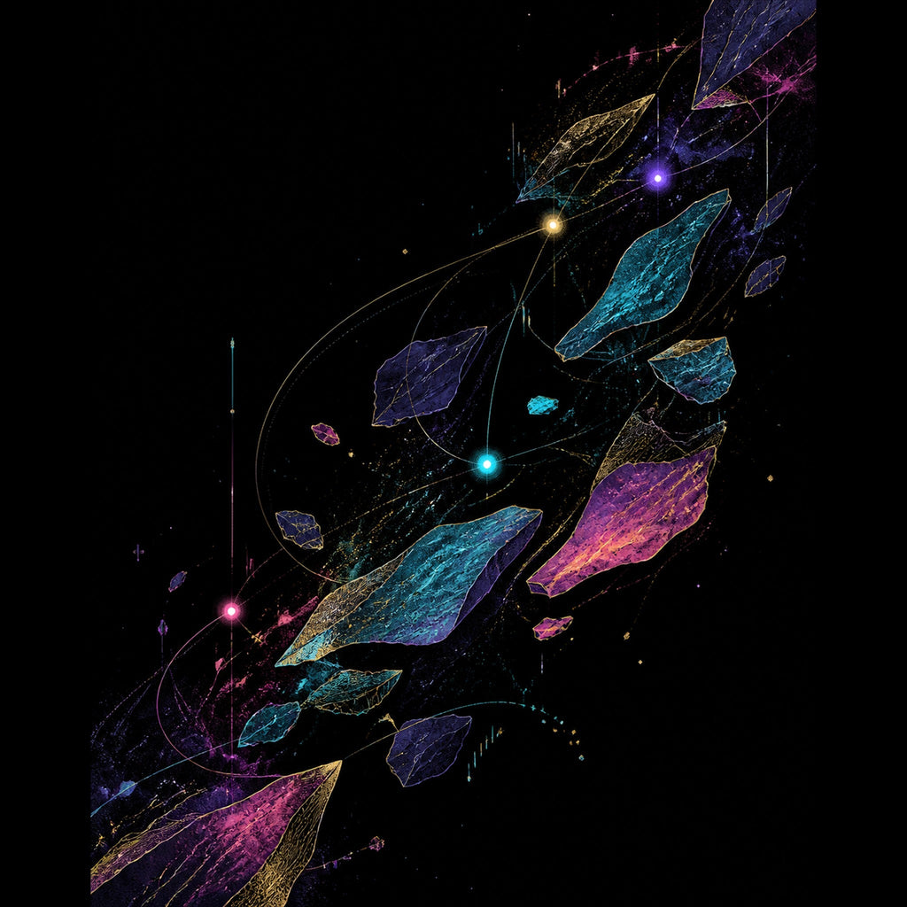 Original KOSVYRE celestial linework piece titled Celestial Drift Tapestry, prepared as an art print