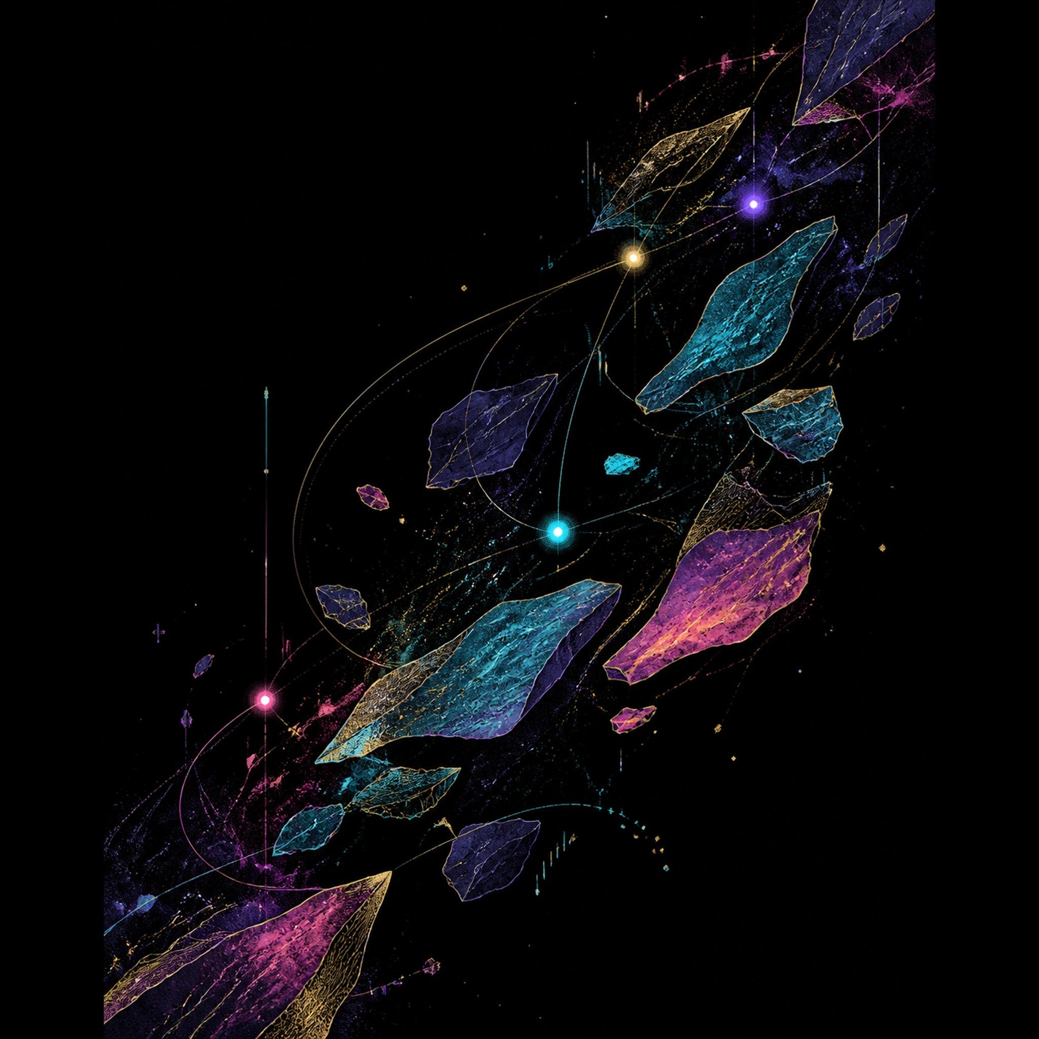 Original KOSVYRE celestial linework piece titled Celestial Drift Tapestry, prepared as an art print