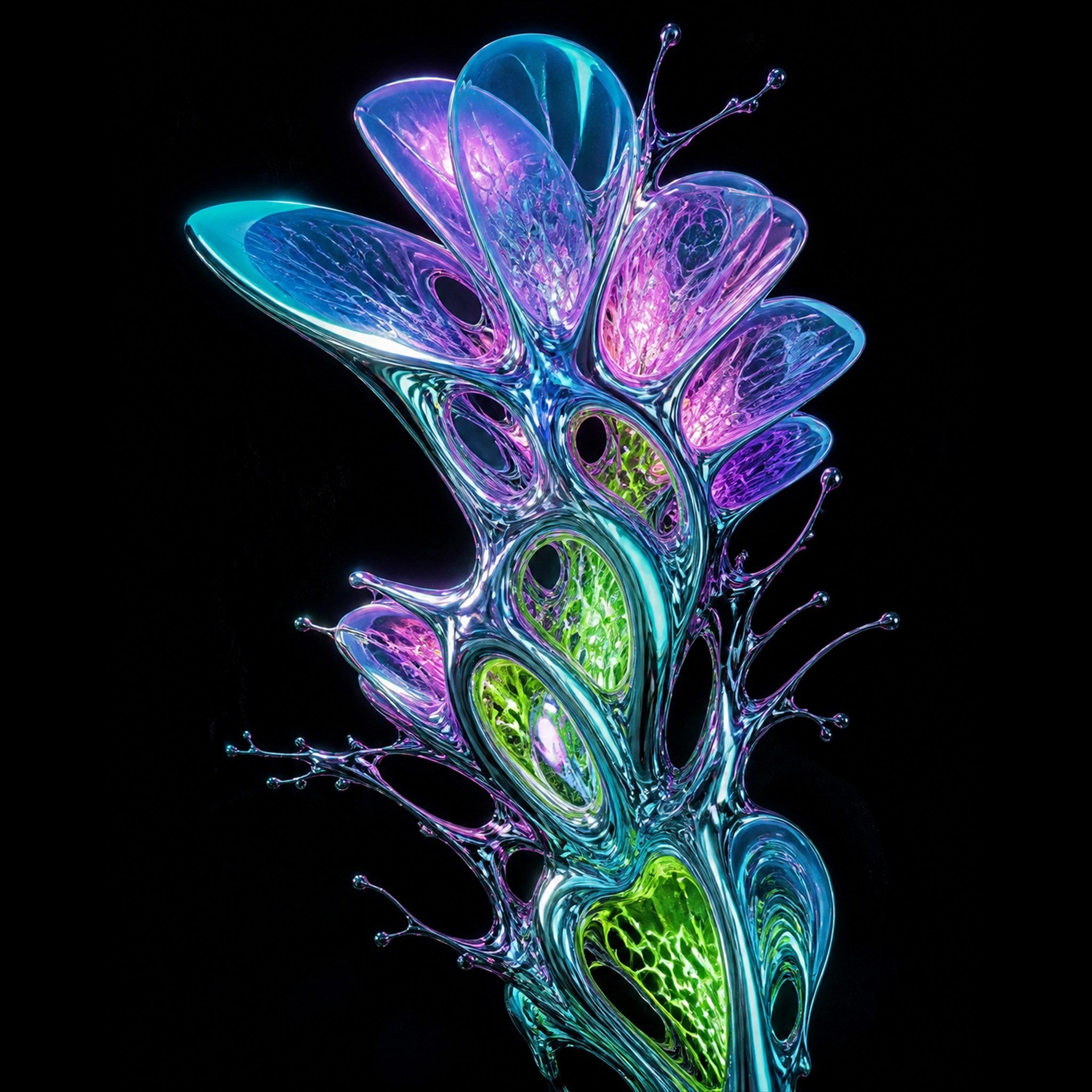 Original KOSVYRE chrome anatomy piece titled Prismatic Cartilage Garden, prepared as an art print