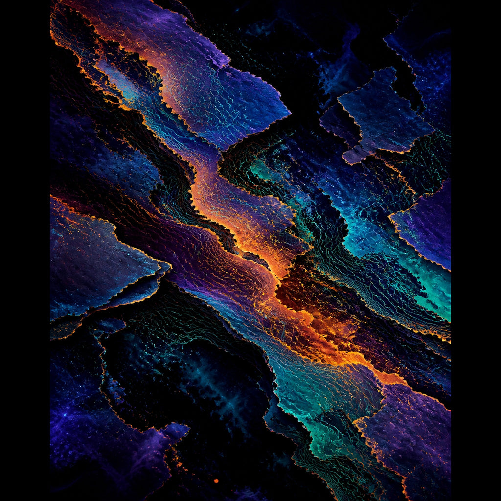 Original KOSVYRE cosmic cartography piece titled Radiant Cartographic Scar, prepared as an art print