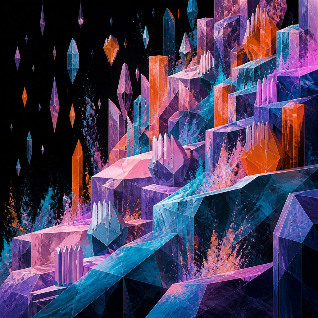 Original KOSVYRE crystalline organisms piece titled Prism Quarry Choir, prepared as an art print