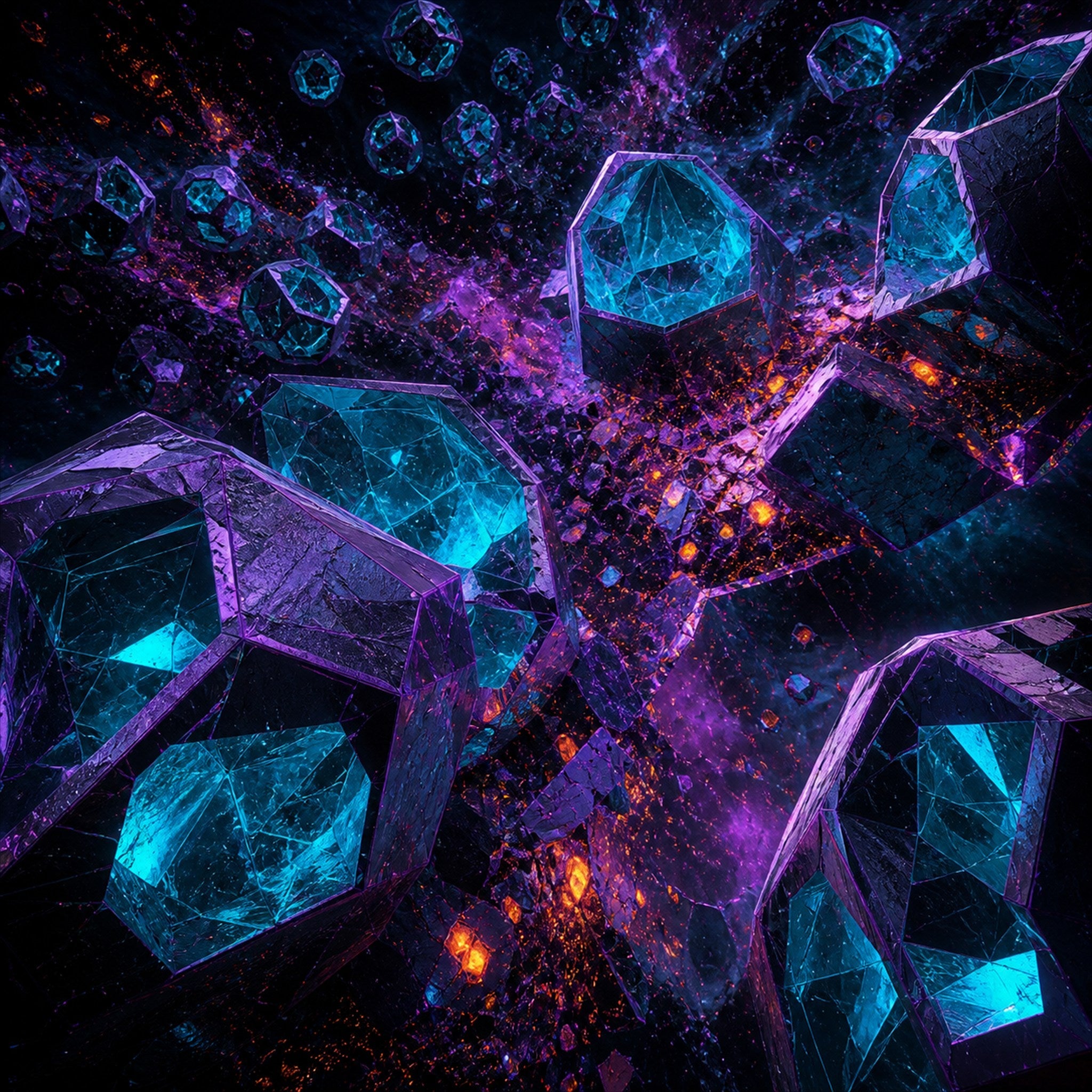 Original KOSVYRE abstract signal art piece titled Hollow Lantern Tectonics, prepared as an art print