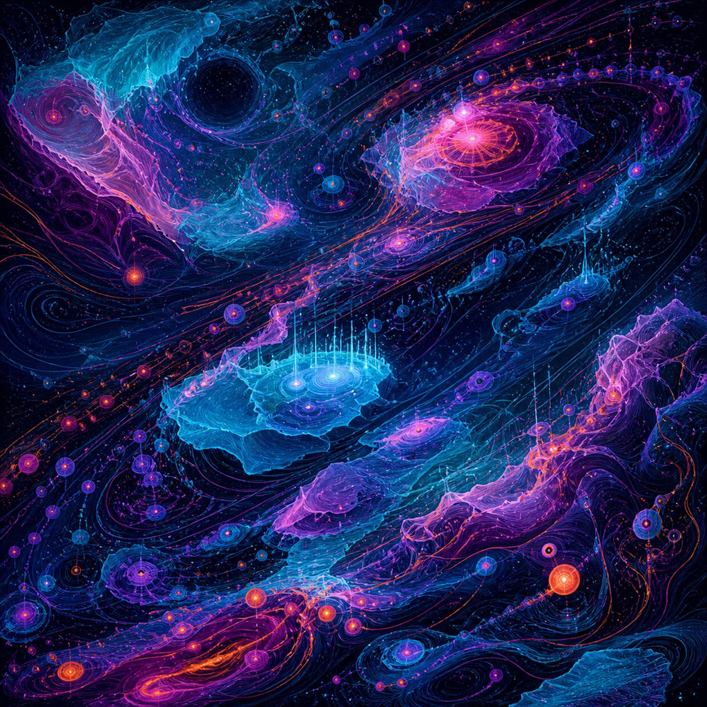 Original KOSVYRE cosmic cartography piece titled Abyssal Coordinate Bloom, prepared as an art print