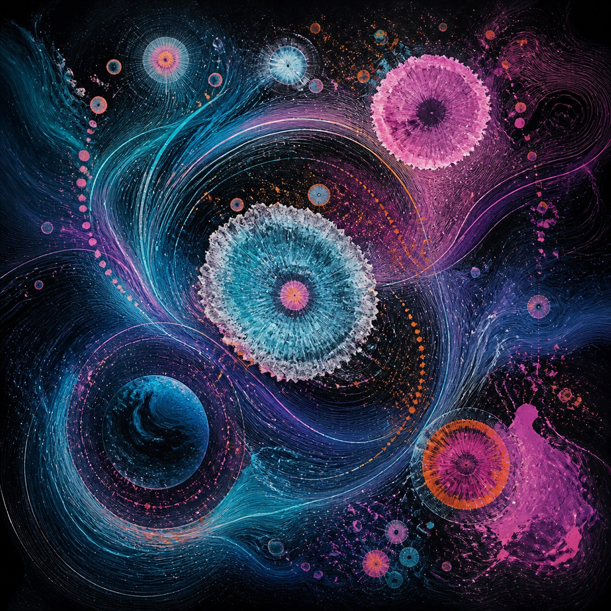 Original KOSVYRE cosmic cartography piece titled Orbit Salt Compass, prepared as an art print