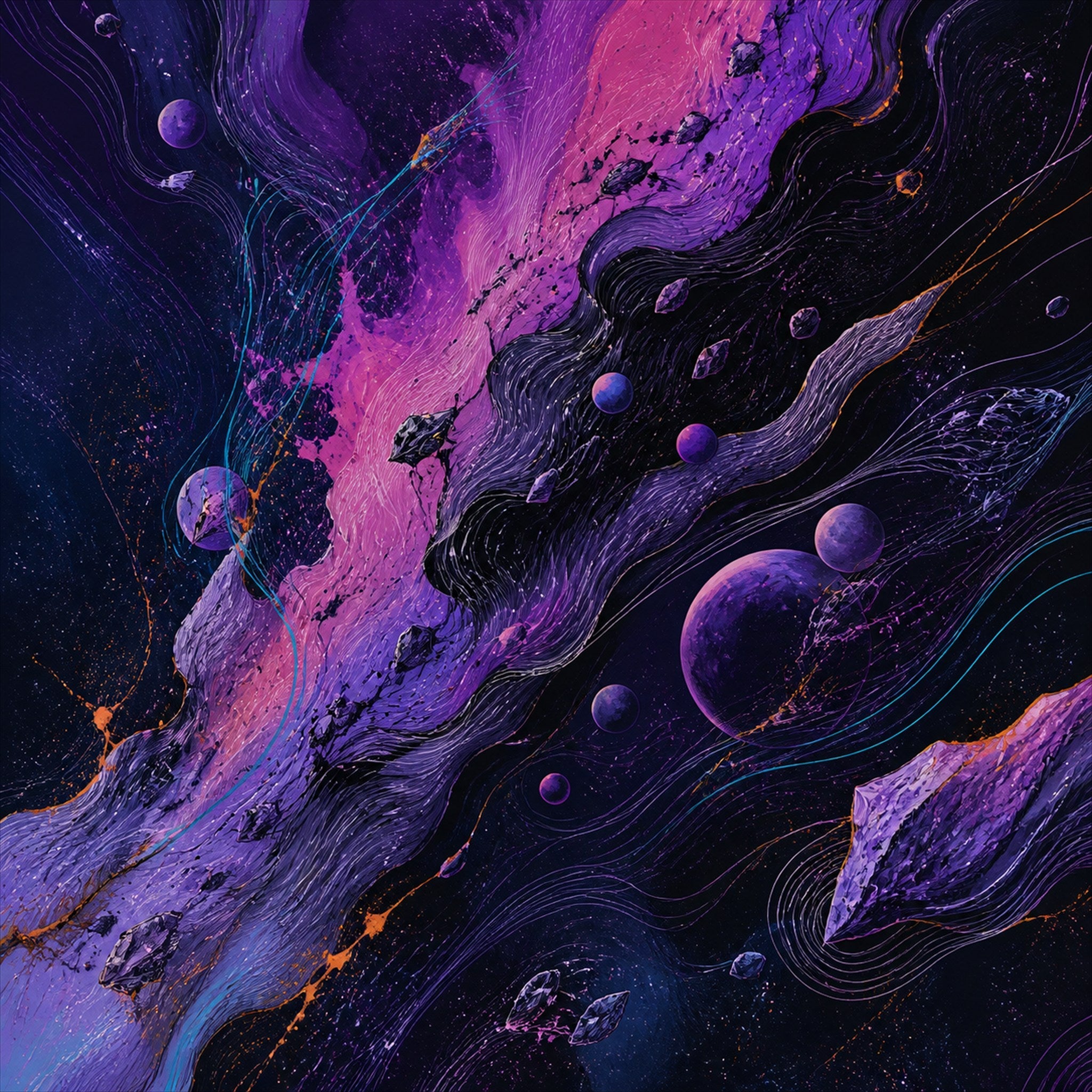 Original KOSVYRE astral ink piece titled Astral Ink Transit, prepared as an art print