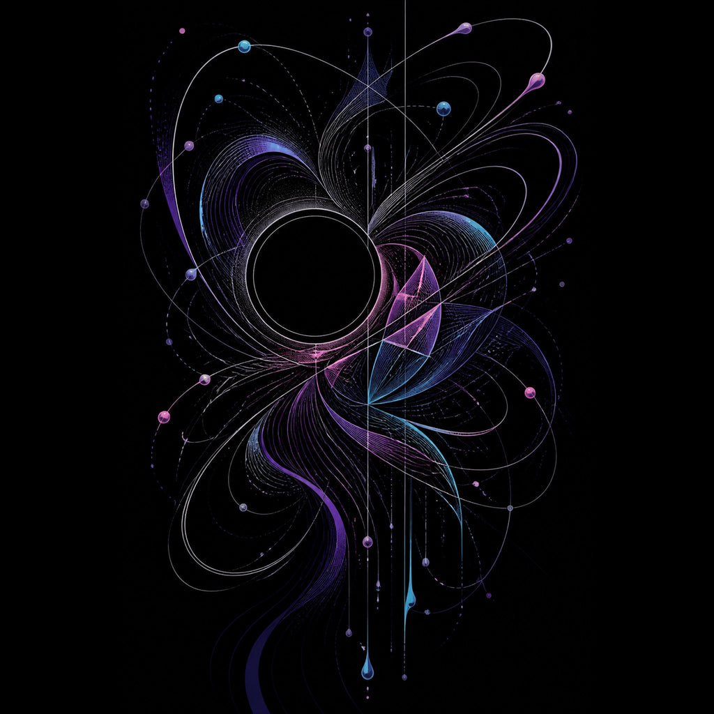 Original KOSVYRE celestial linework piece titled Quiet Orbit Bloom, prepared as an art print