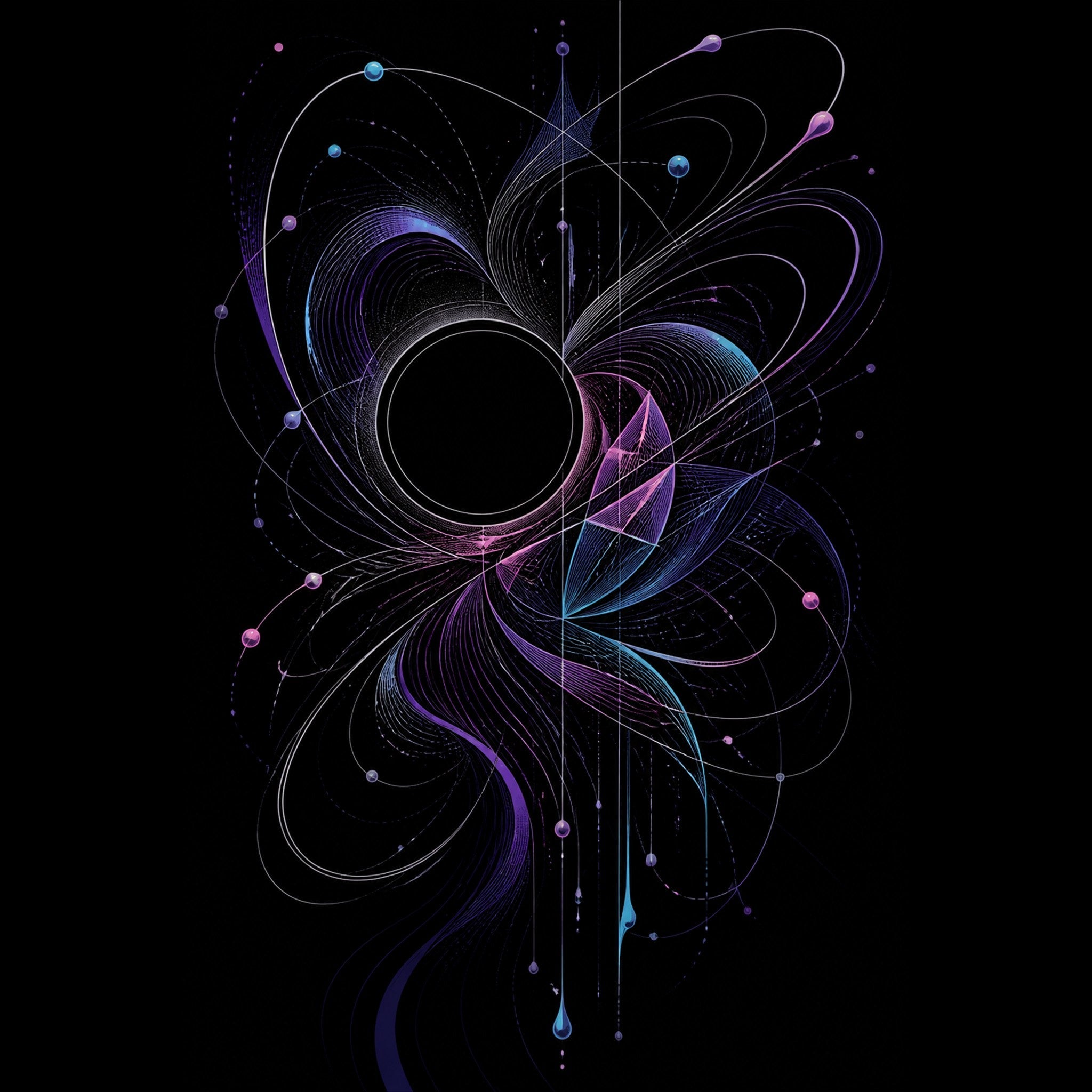 Original KOSVYRE celestial linework piece titled Quiet Orbit Bloom, prepared as an art print