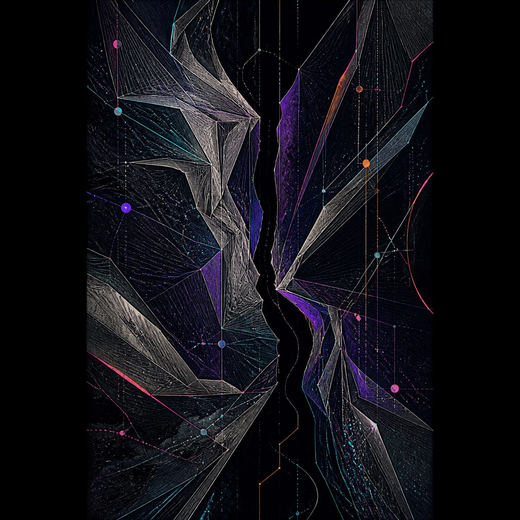 Original KOSVYRE astral ink piece titled Celestial Fold Choir, prepared as an art print