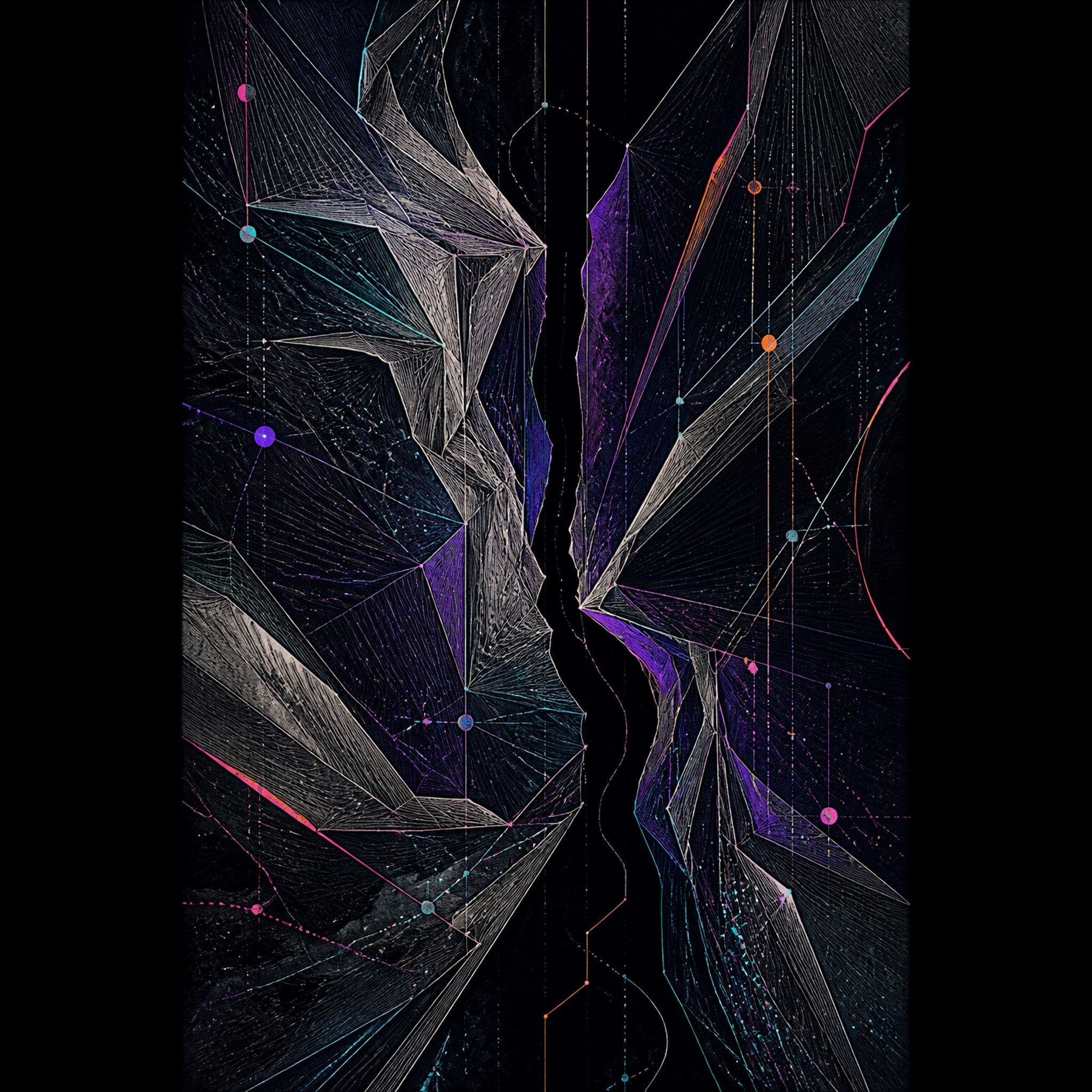 Original KOSVYRE astral ink piece titled Celestial Fold Choir, prepared as an art print