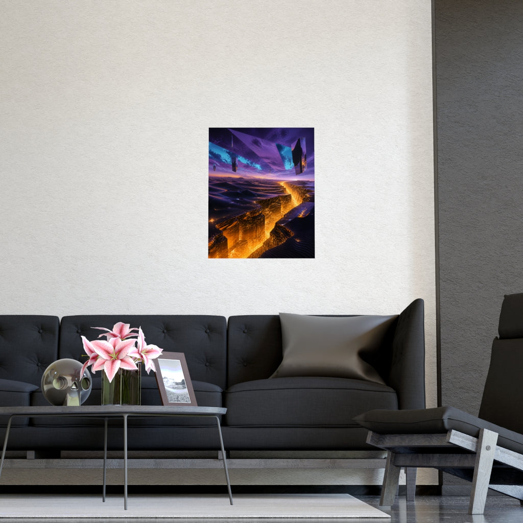 Amber Horizon Fault KOSVYRE poster product mockup, detail view