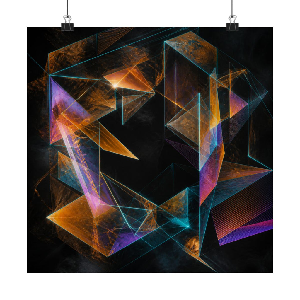 Amber Null Geometry KOSVYRE art print product mockup, alternate front view