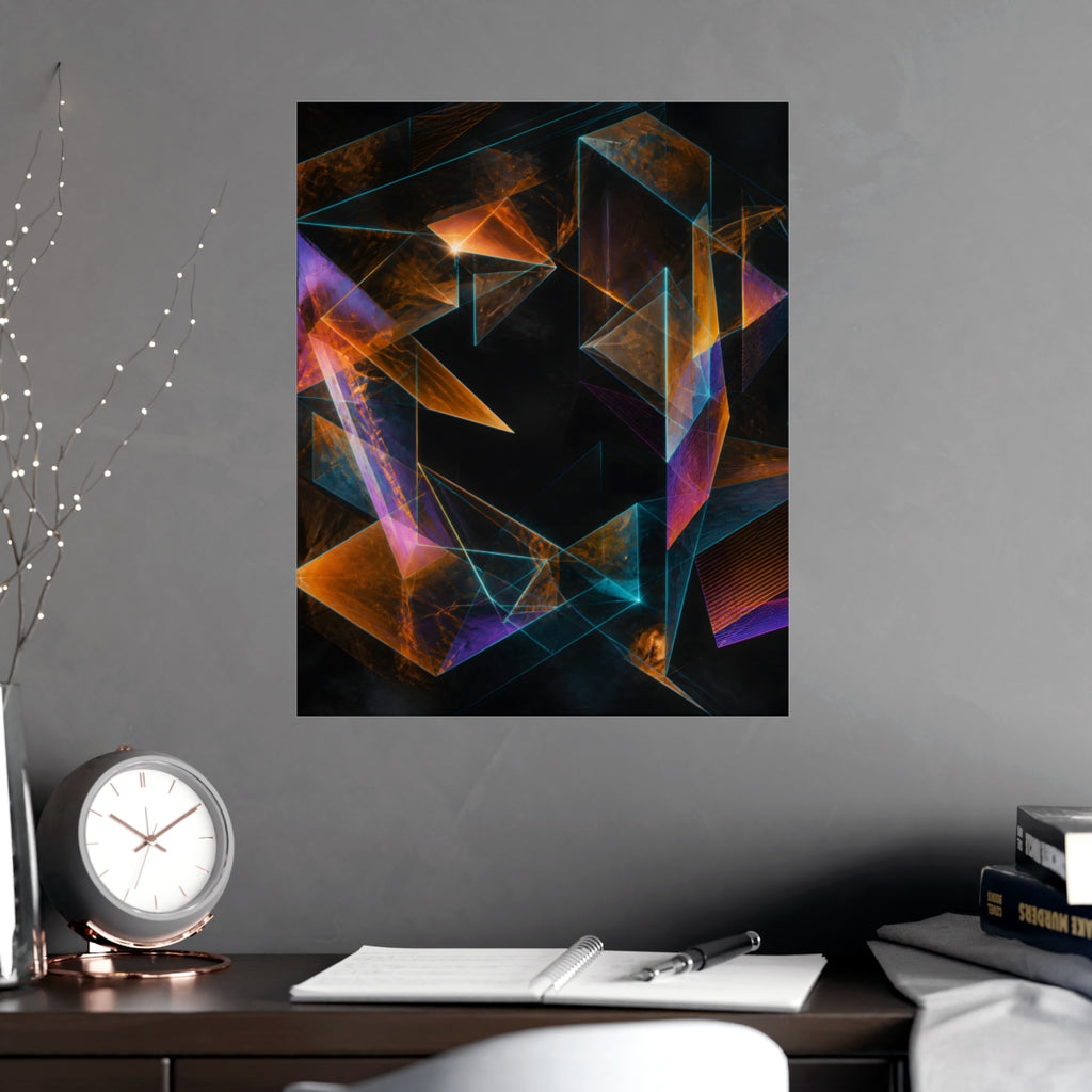 Amber Null Geometry KOSVYRE poster product mockup, alternate view