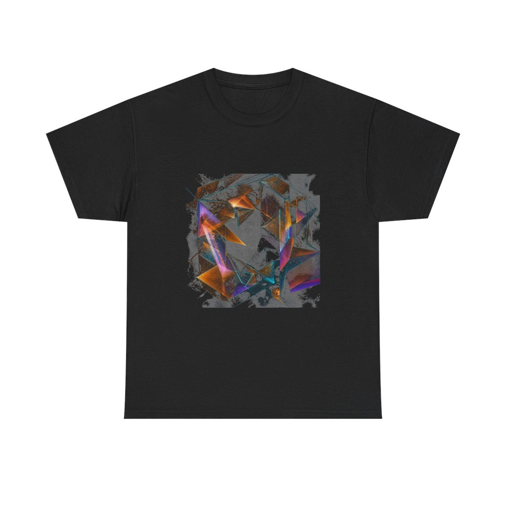 Amber Null Geometry KOSVYRE graphic tee product mockup, front view