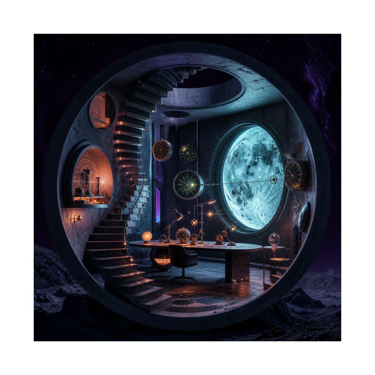 Analog Moon Bureau KOSVYRE art print product mockup, front view