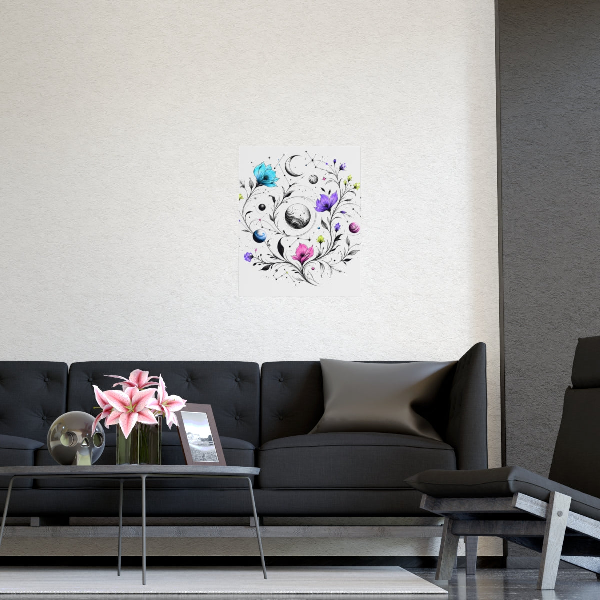 Astral Ink Garden KOSVYRE poster product mockup, detail view