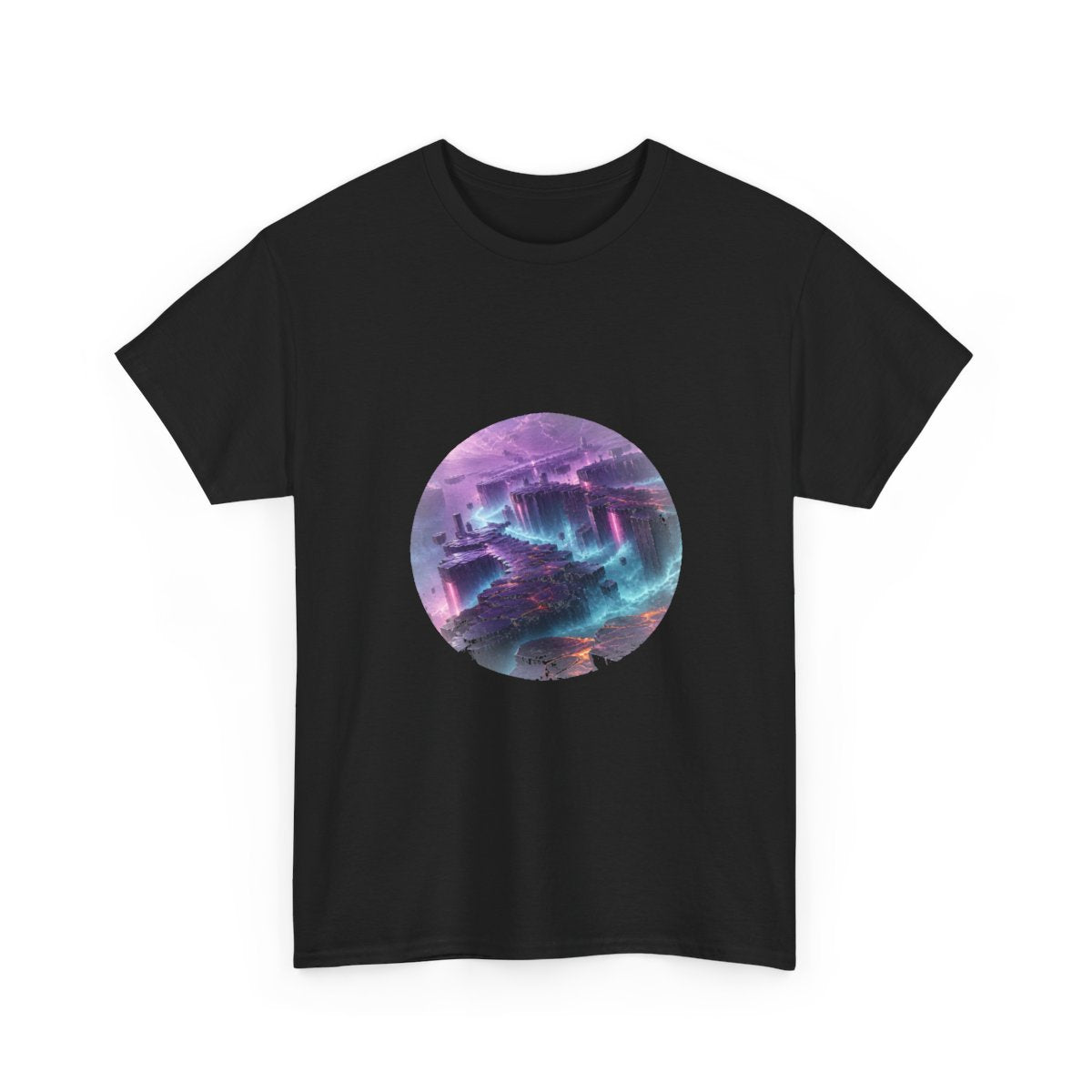 Basalt Prism Weather KOSVYRE graphic tee product mockup, alternate front view