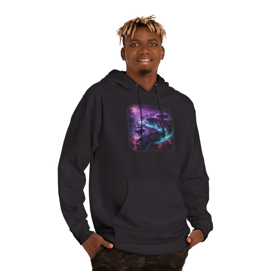 Basalt Prism Weather KOSVYRE hoodie product mockup, person 2 front view