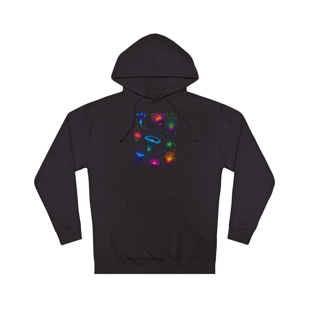 Blacklight Bloom Relay KOSVYRE hoodie product mockup, front view