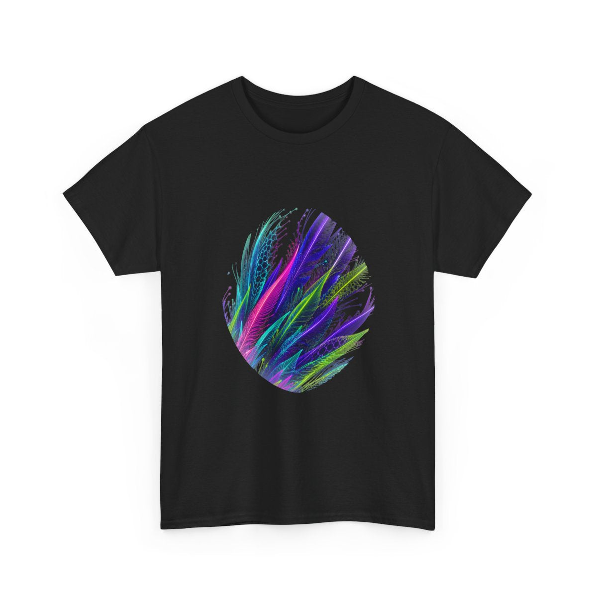 Blacklight Quill Array KOSVYRE graphic tee product mockup, alternate front view