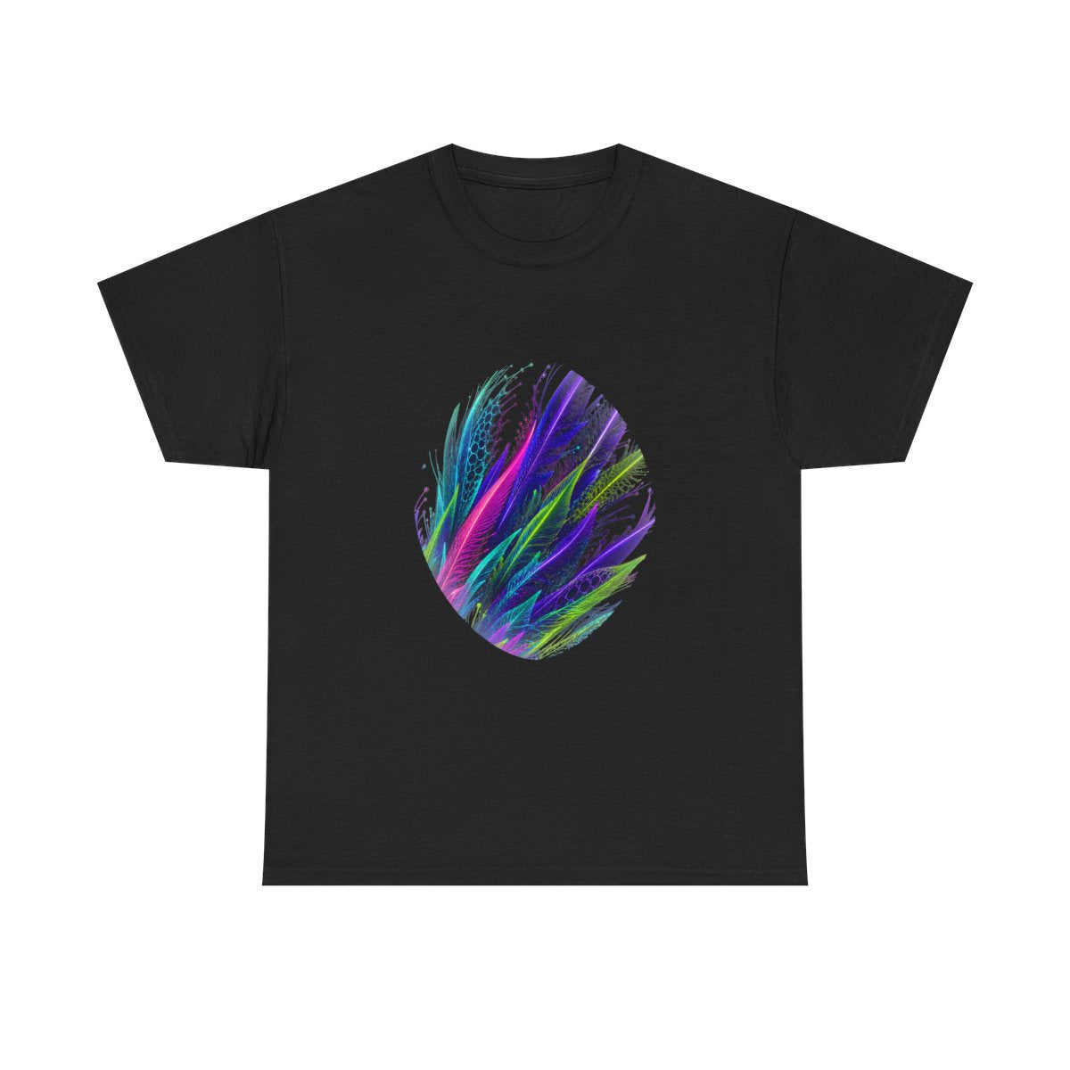 Blacklight Quill Array KOSVYRE graphic tee product mockup, front view