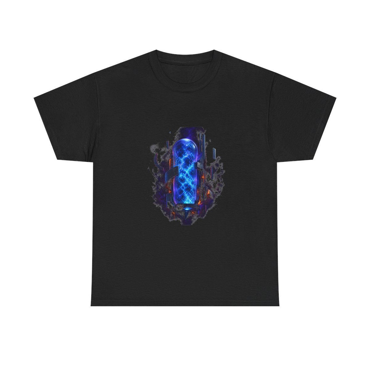 Blue Noise Reliquary KOSVYRE graphic tee product mockup, front view