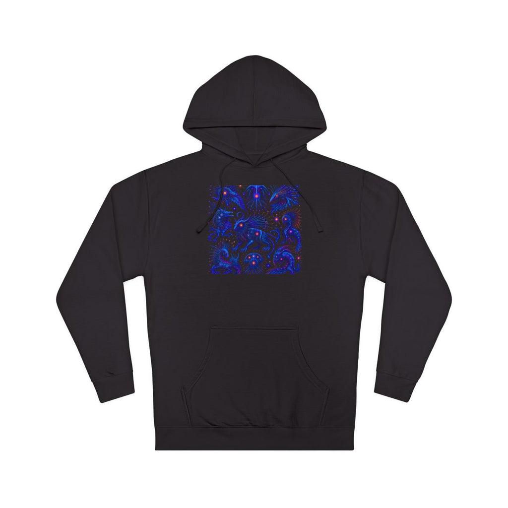 Blue Static Menagerie KOSVYRE hoodie product mockup, front view