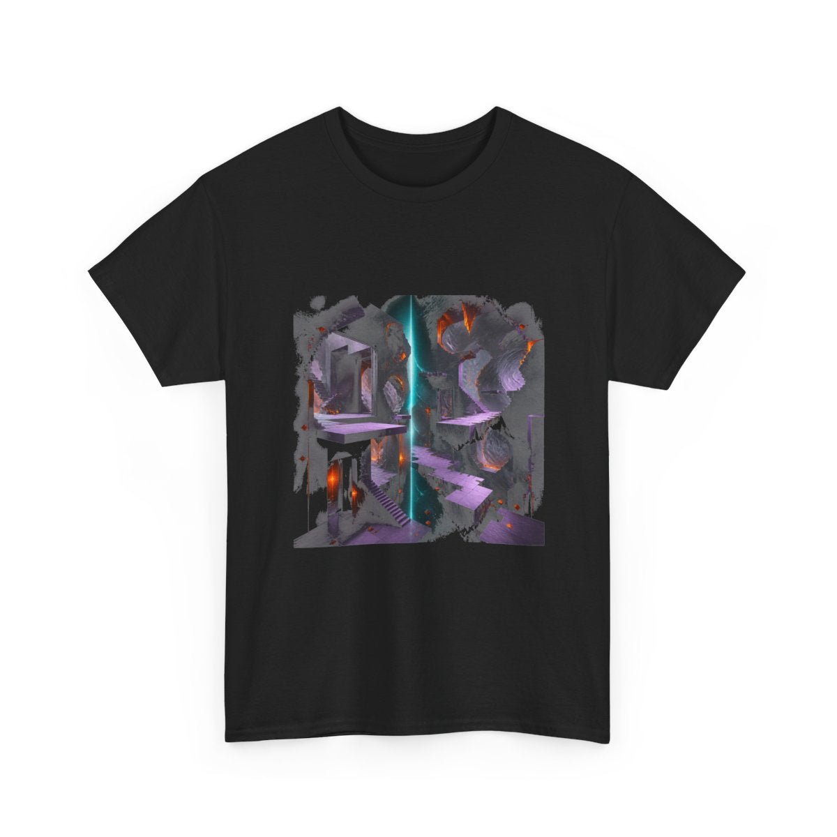 Broken Meridian Room KOSVYRE graphic tee product mockup, alternate front view
