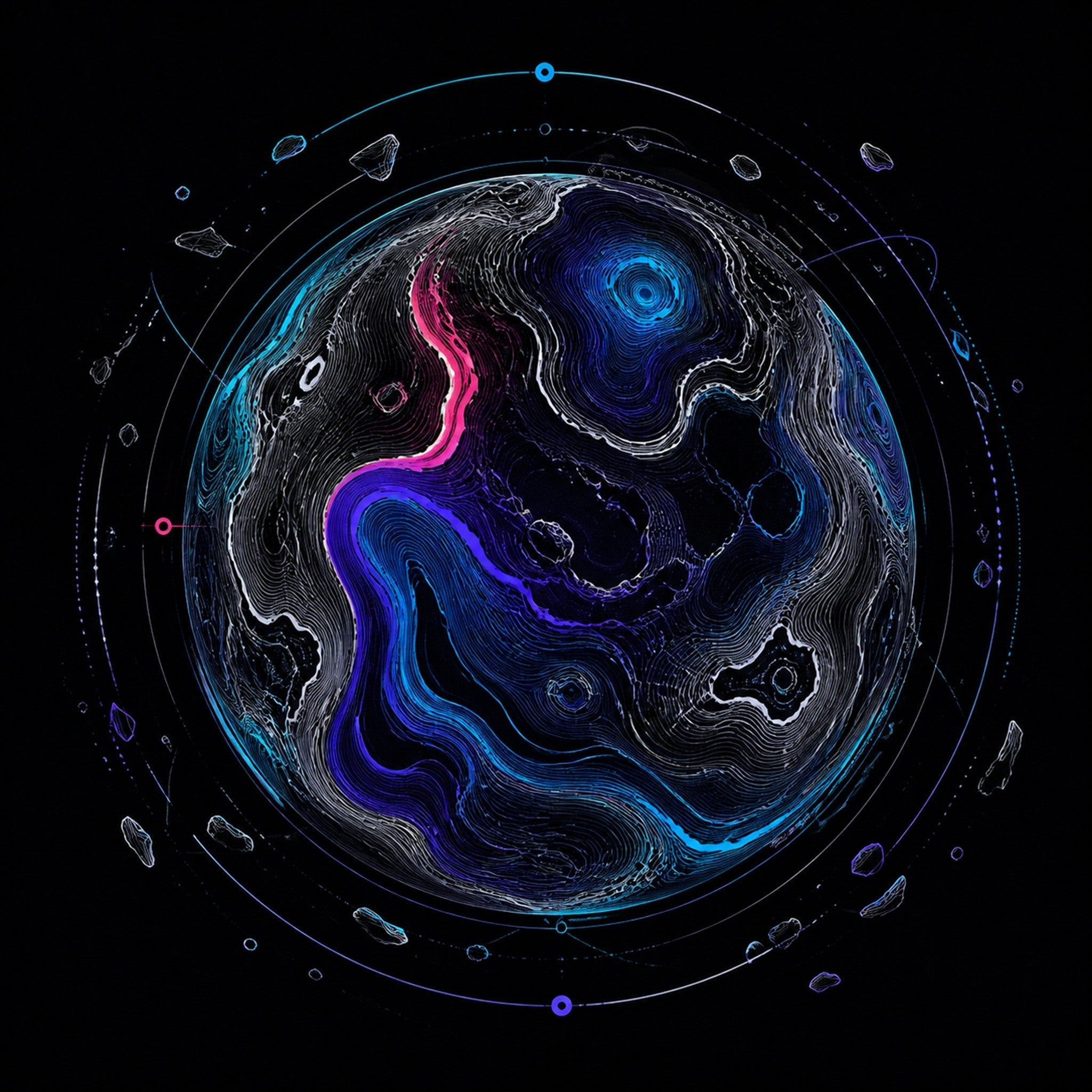 Close-up of the original KOSVYRE artwork Celestial Contour