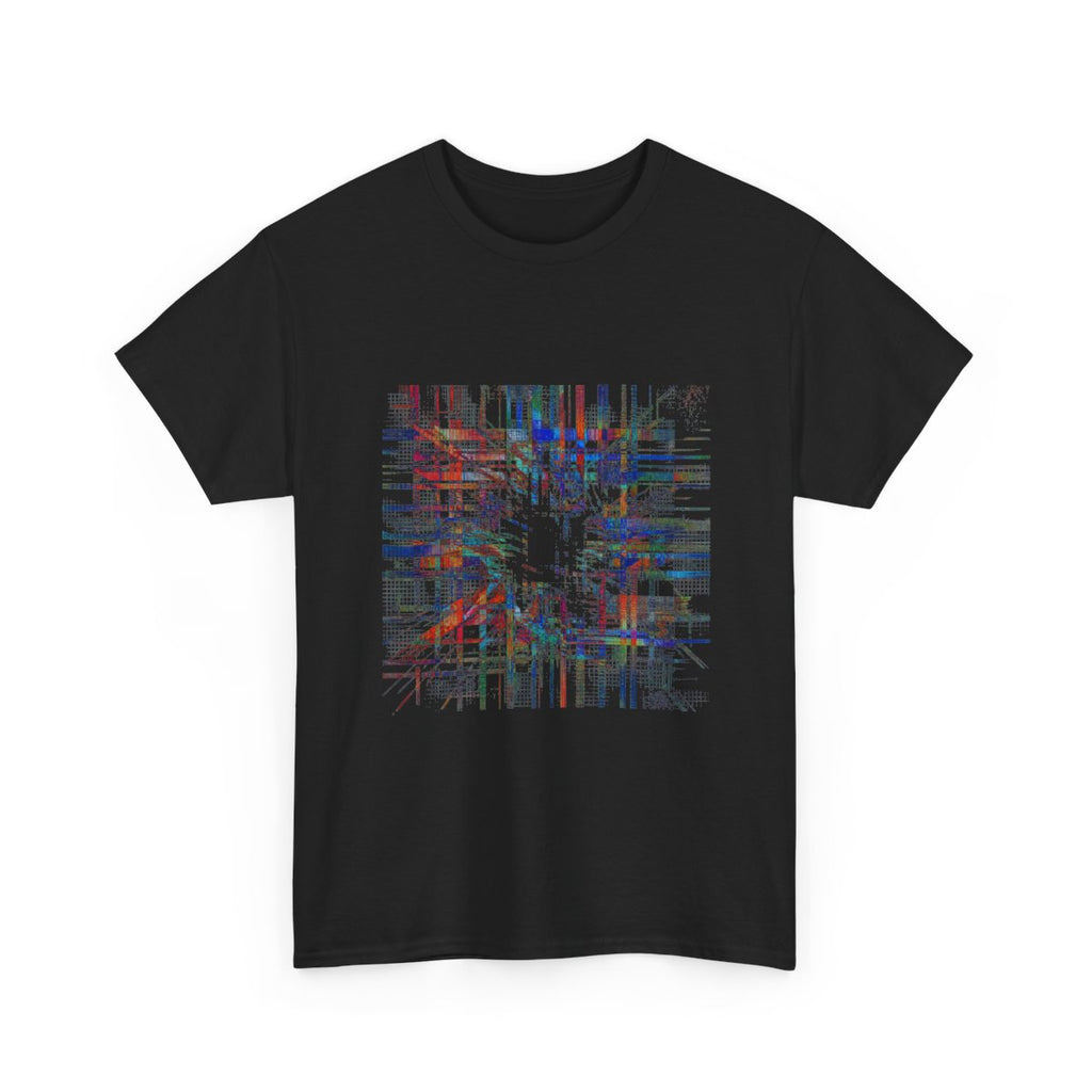 Chromatic Null Loom KOSVYRE graphic tee product mockup, alternate front view