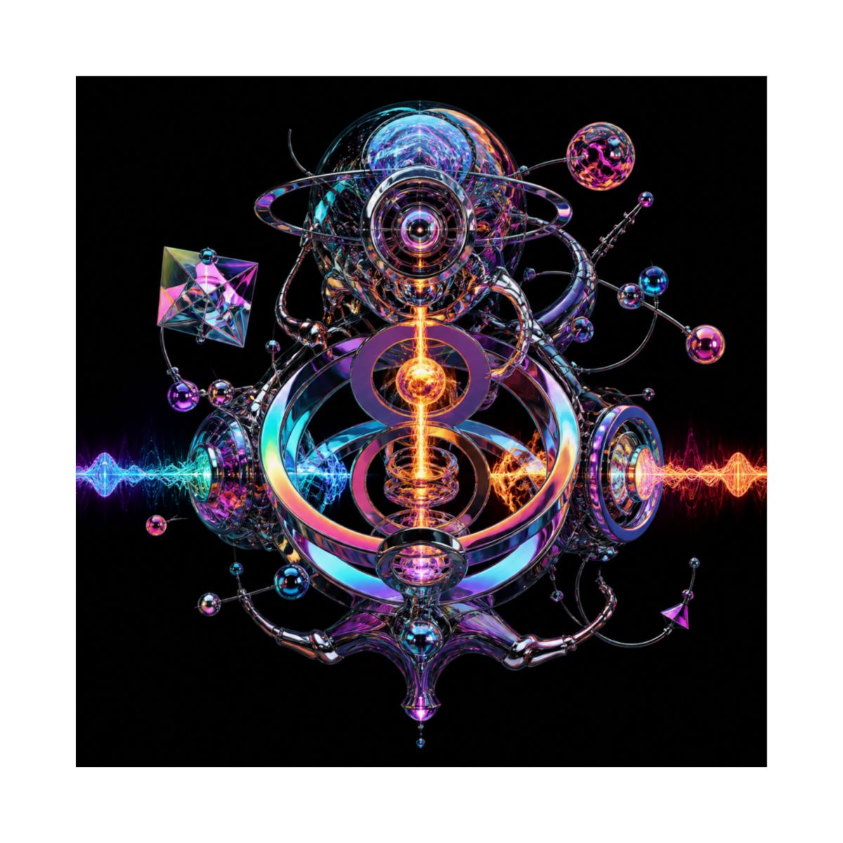 Chromatic Relay KOSVYRE art print product mockup, front view