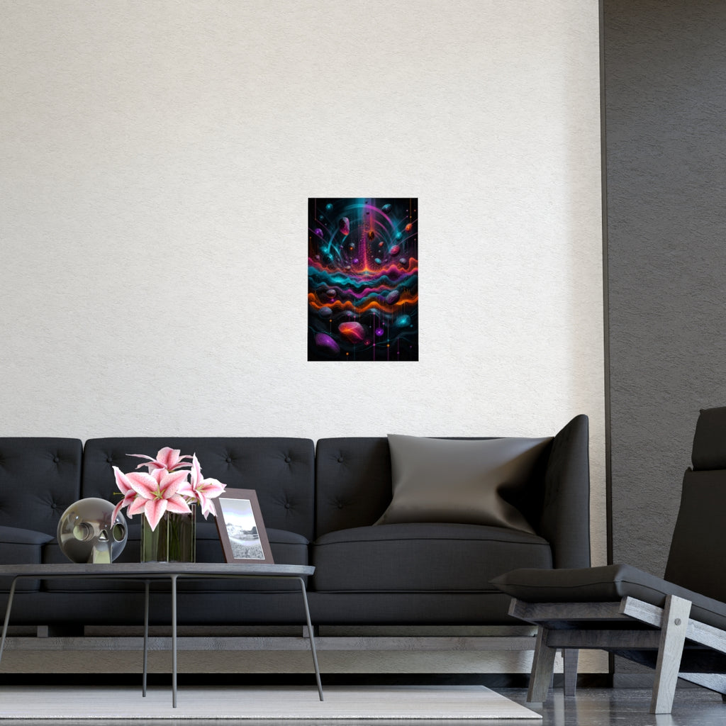 Chromatic Signal Reservoir KOSVYRE poster product mockup, detail view