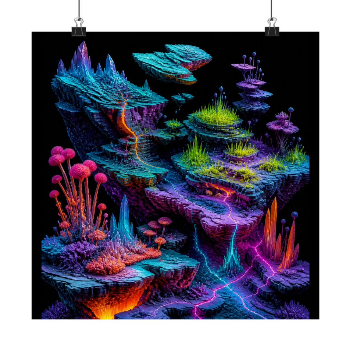 Chromatic Tectonic Garden KOSVYRE art print product mockup, alternate front view