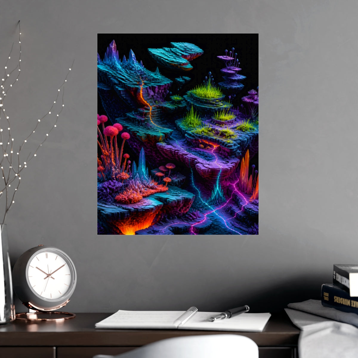 Chromatic Tectonic Garden KOSVYRE poster product mockup, alternate view