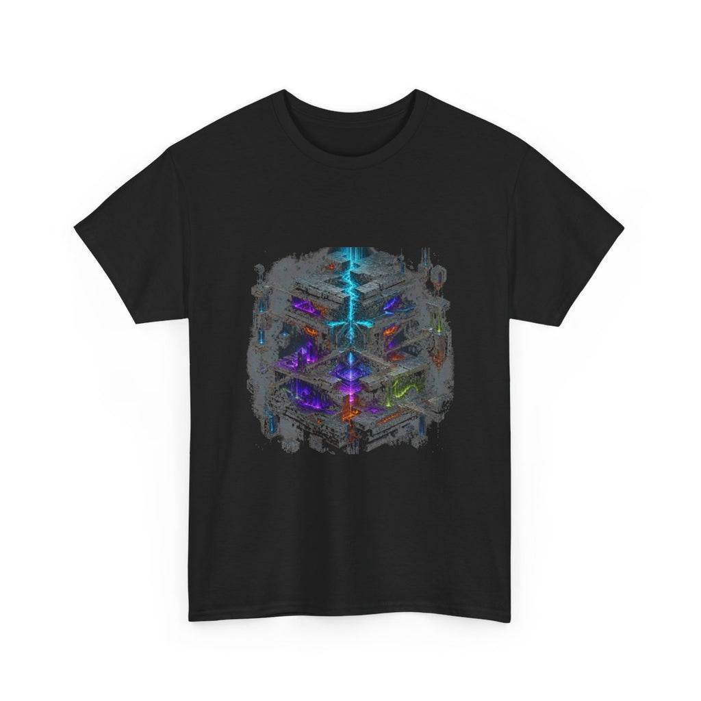 Chromatic Tectonics KOSVYRE graphic tee product mockup, alternate front view