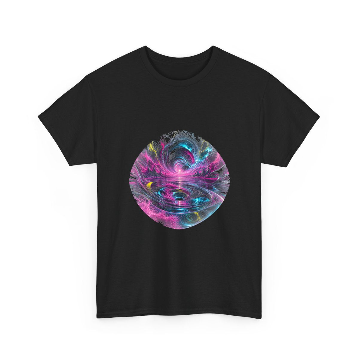 Chromatic Tidal Memory KOSVYRE graphic tee product mockup, alternate front view