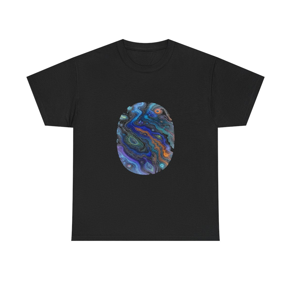 Chromatic Weather Ledger KOSVYRE graphic tee product mockup, front view