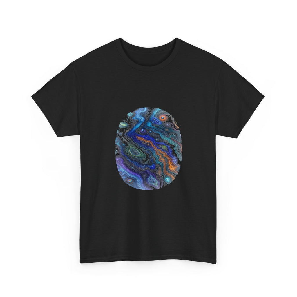 Chromatic Weather Ledger KOSVYRE graphic tee product mockup, alternate front view