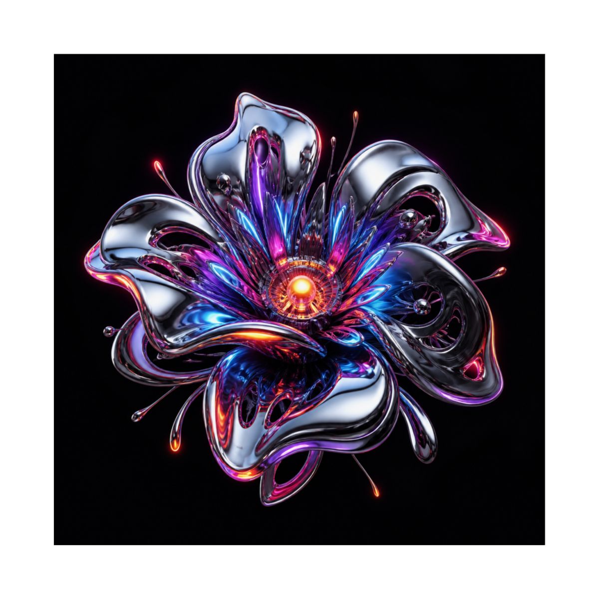 Chrome Bloom Organism KOSVYRE art print product mockup, front view