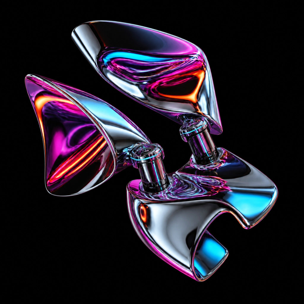 Close-up of the original KOSVYRE artwork Chrome Hinge Bloom
